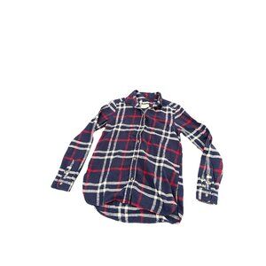 American Eagle Shirt Womens XS Blue Plaid Boyfriend Fit Long Sleeve Soft